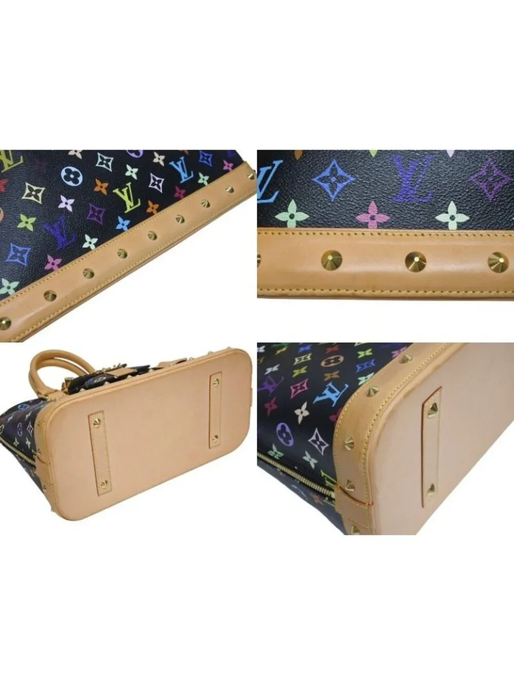 Louis Vuitton Takashi Murakami Alma GM Handbag Monogram Multicolor Black